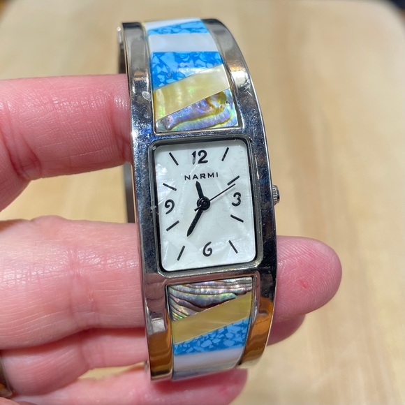 Narmi Abalone - Mother Of Pearl Enlay Vintage Cuff Watch - Picture 3 of 6